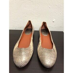 Johnston And Murphy Women Gold beige  ballerina Flats leather Shoes SZ 8.5 M